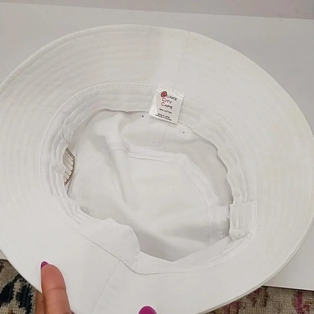 Quake City Caps Natural Light Beer Bucket Hat White Cotton